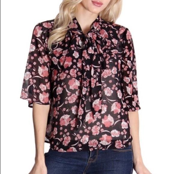 CARRIE Allen flowery blank and pink Blouse - Picture 1 of 4